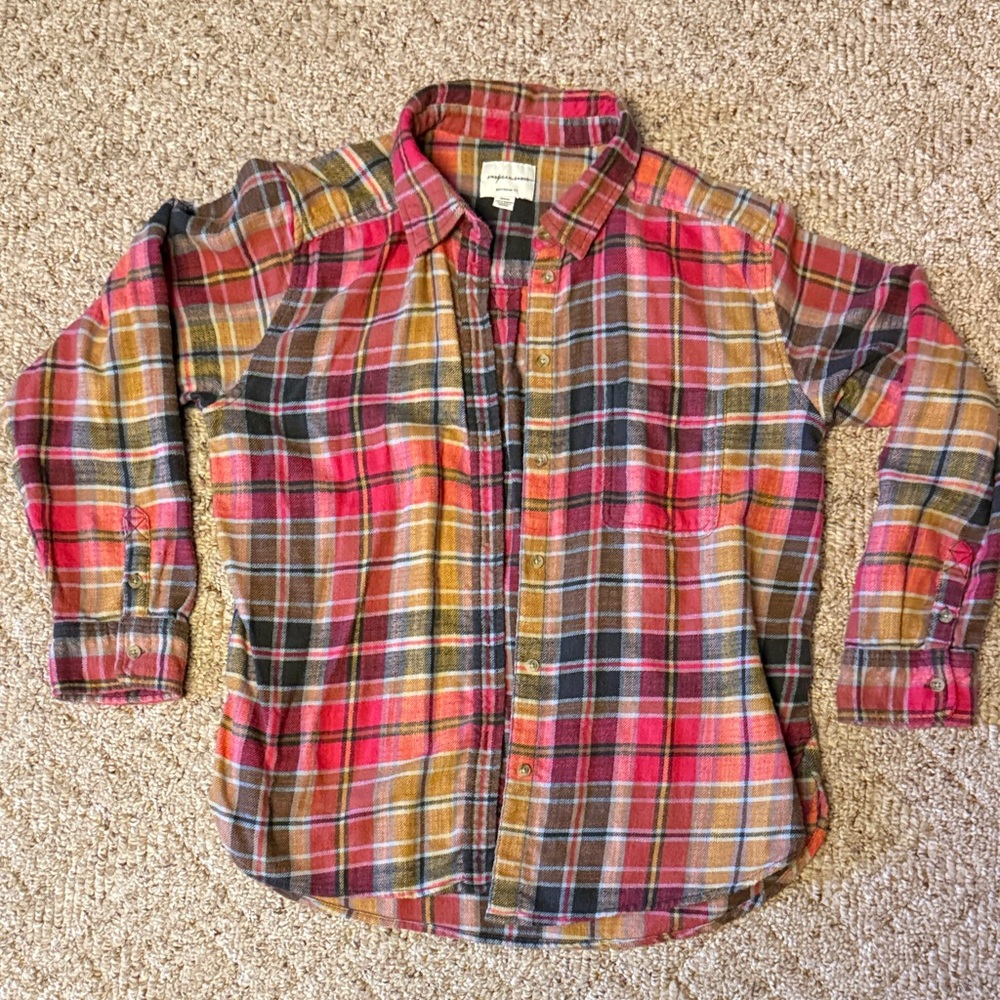 American Eagle Outfitters Plaid Shirt - pink, brown, gray